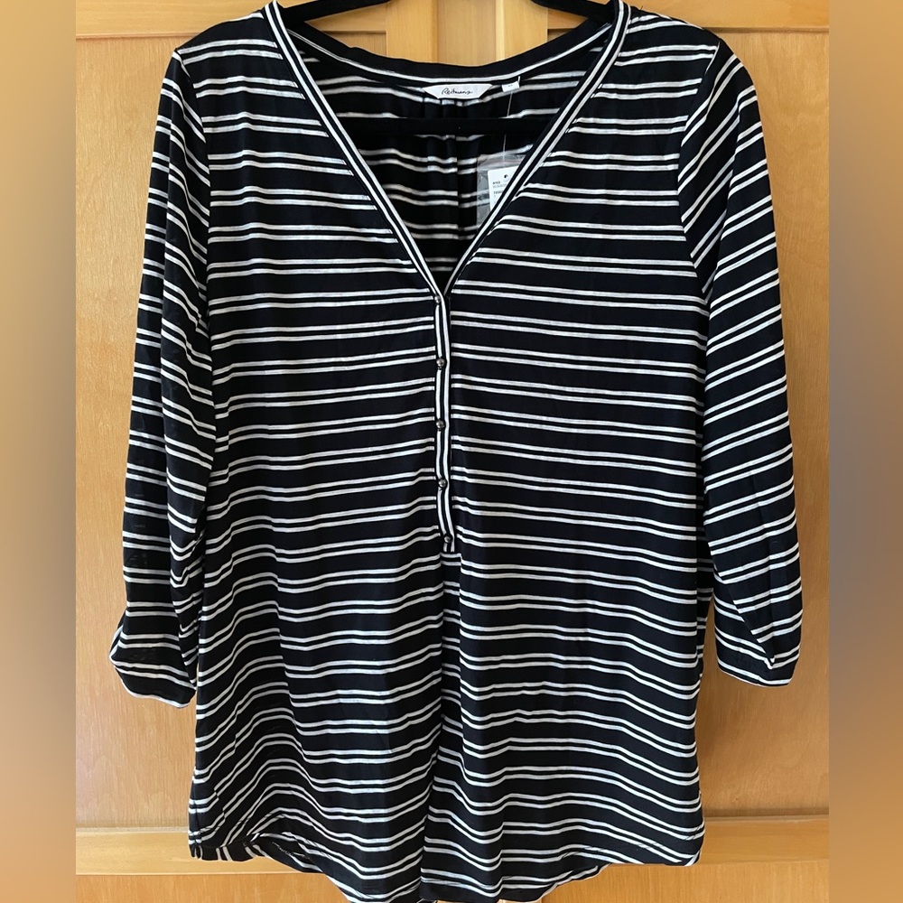 Reitmans Black and White Striped Top